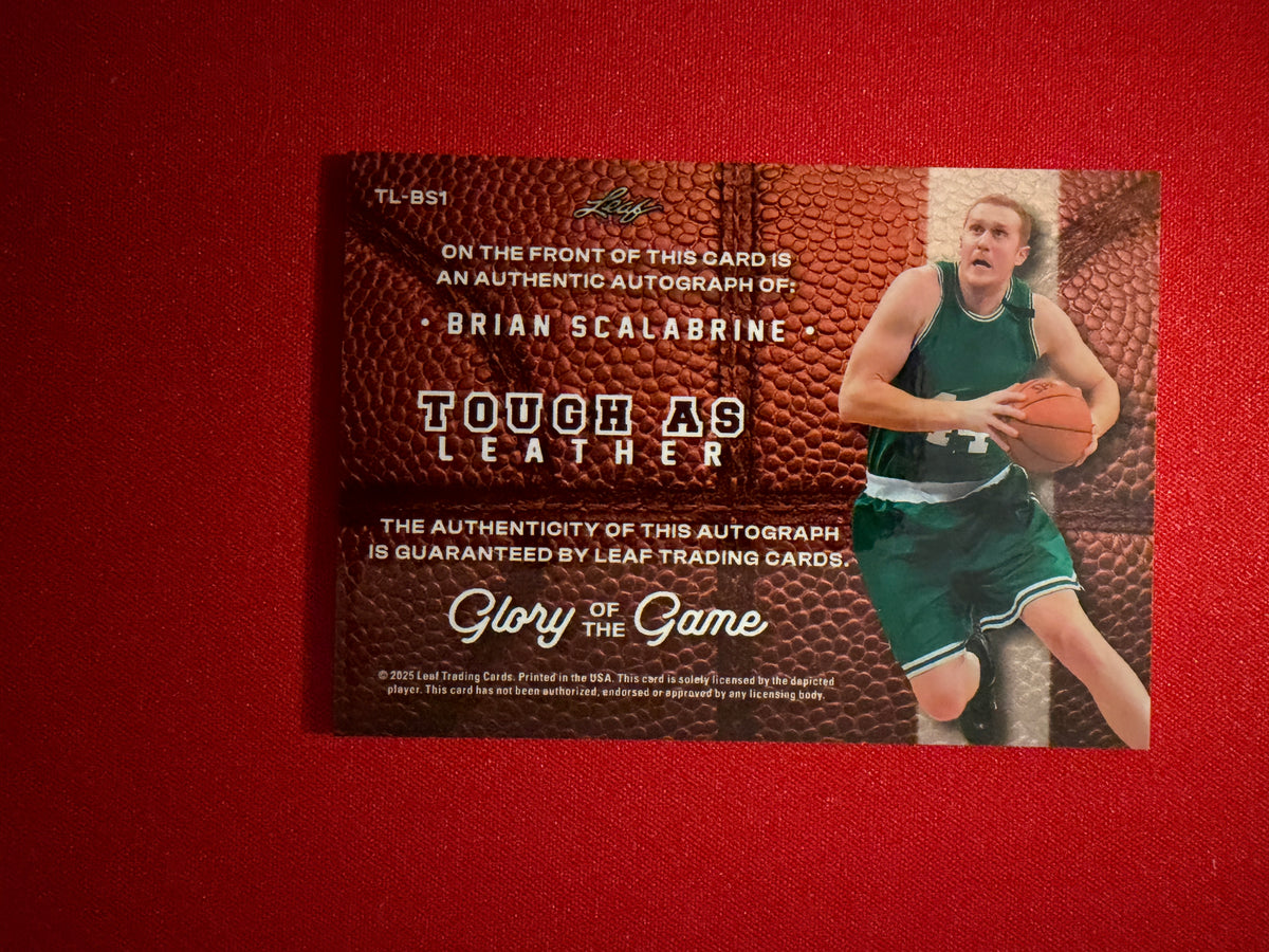Brian Scalabrine 2025 Leaf Glory of the Game Tough As Leather Substrate Auto /3