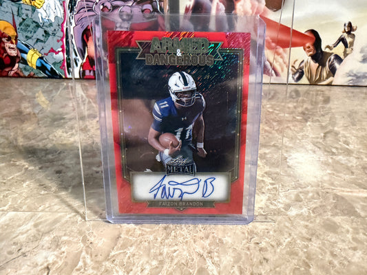 2026 Leaf Metal Football Faizon Brandon Auto Armed & Dangerous Red Shimmer 4/4