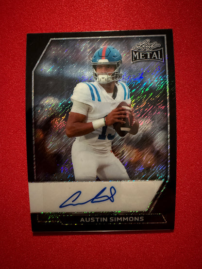 Austin Simmons 2026 Leaf Metal Football Base Auto Black Shimmer 1/2