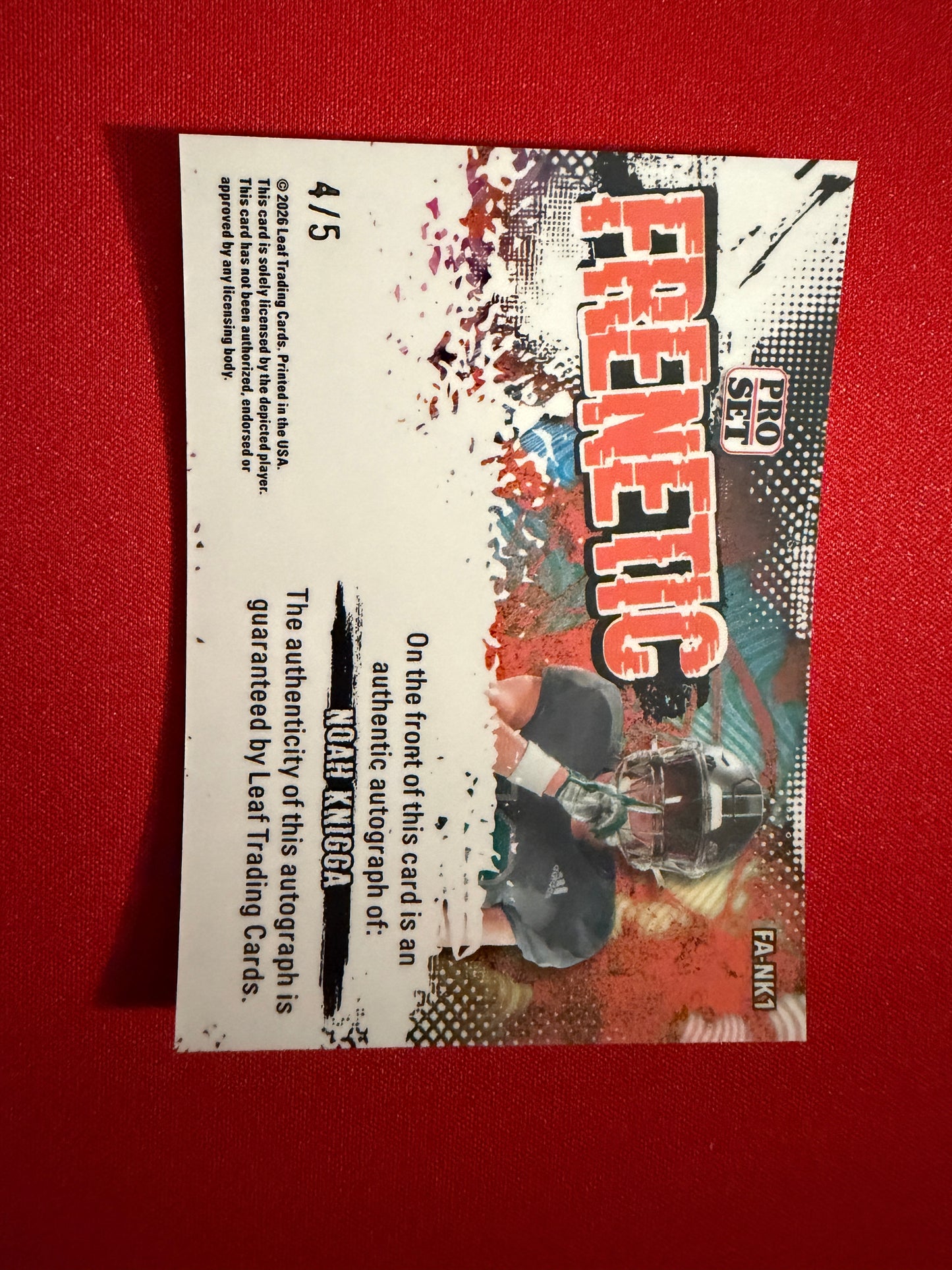 Noah Knigga 2026 Leaf Pro Set Metal Football Frenetic Auto Blue /5