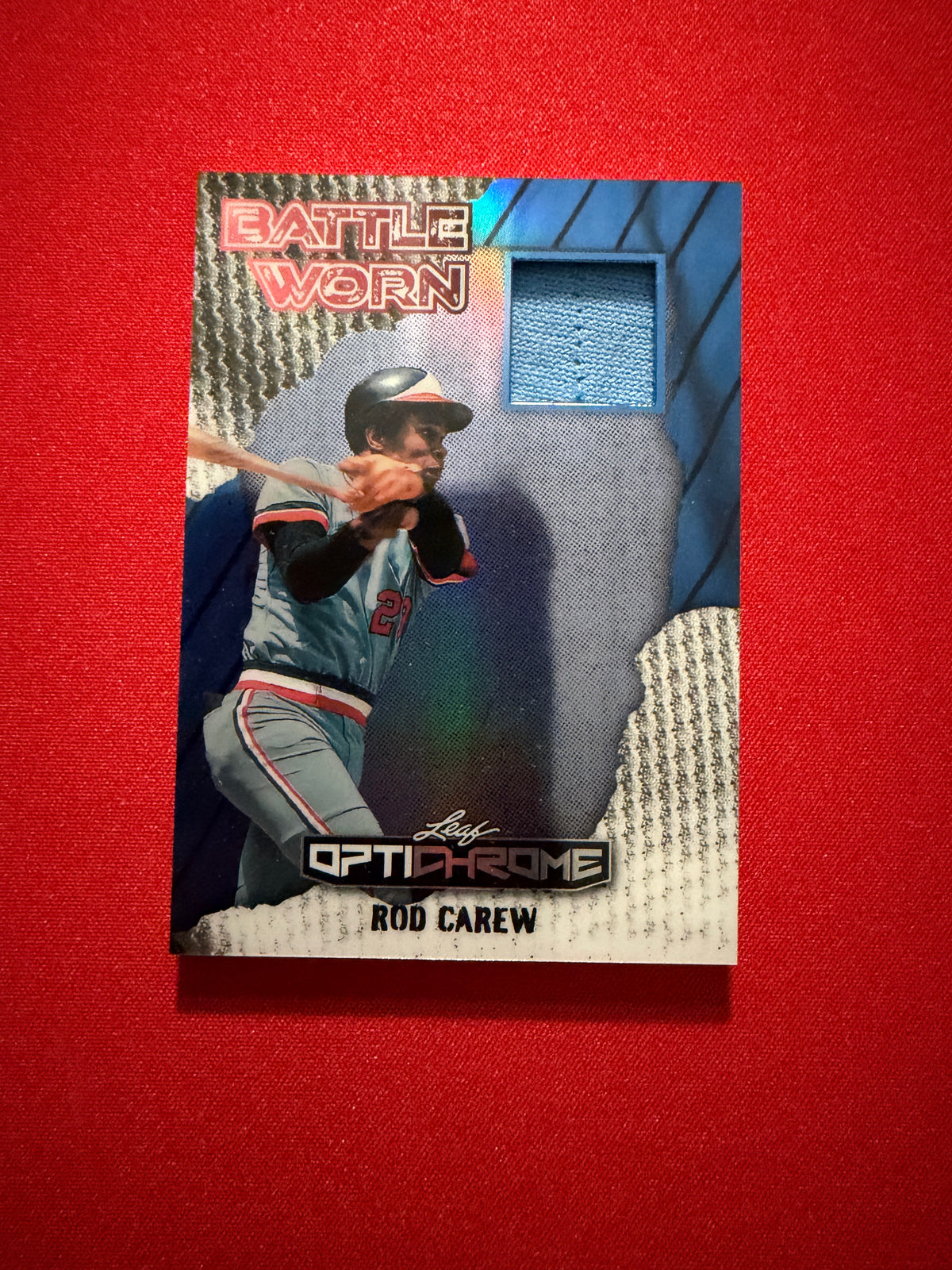Rod Carew 2025 Leaf Optichrome Baseball Battle Worn Game-Used Patch /3