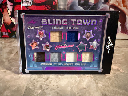 Schmidt Dr. J Rose Hurts 2026 Leaf City of Champions Bling Town 6 Game-Used /4