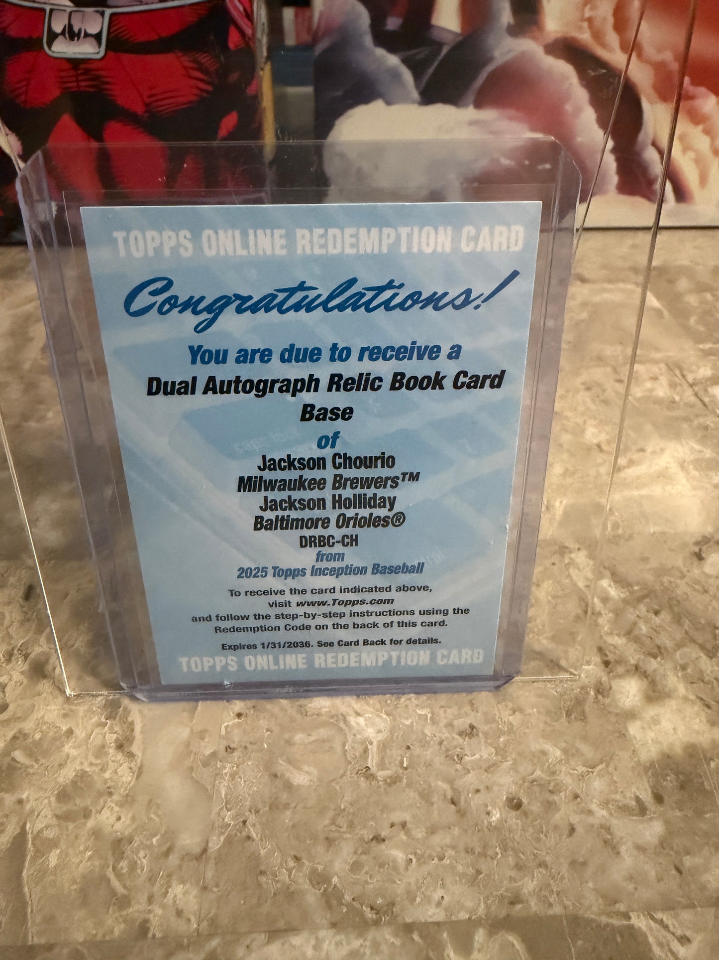 2025 Topps Inception Dual Auto Relic Book Redemption Jackson Chourio Holliday