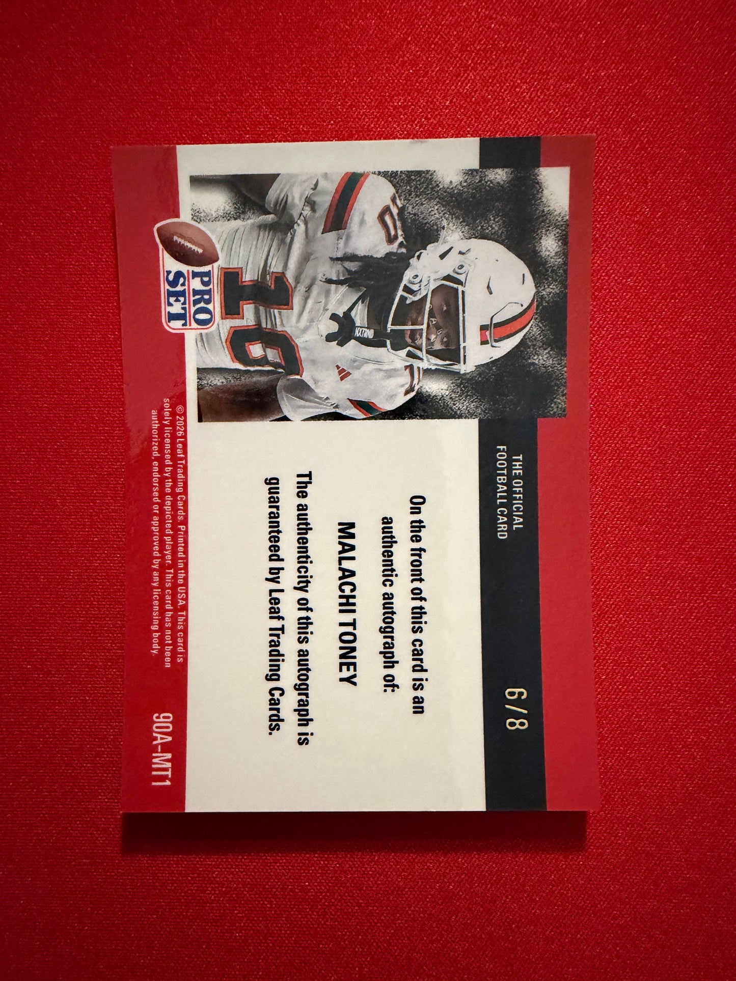 Malachi Toney 2026 Leaf Pro Set Metal Football 1990 Auto Platinum /8