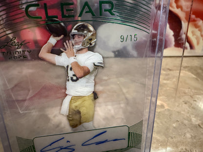 CJ Carr 2026 Leaf Trinity Football Clear Green Auto /15