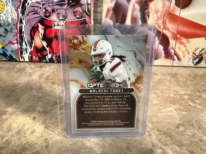 Malachi Toney 2026 Leaf Optichrome Football Platinum Crystal 1/1