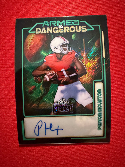 2026 Leaf Metal Football Peyton Houston Auto Armed & Dangerous Black Shimmer 1/2