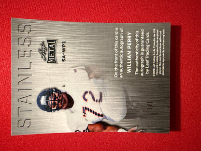 2026 Leaf Metal Football William Perry Stainless Auto Black Crystal 1/1