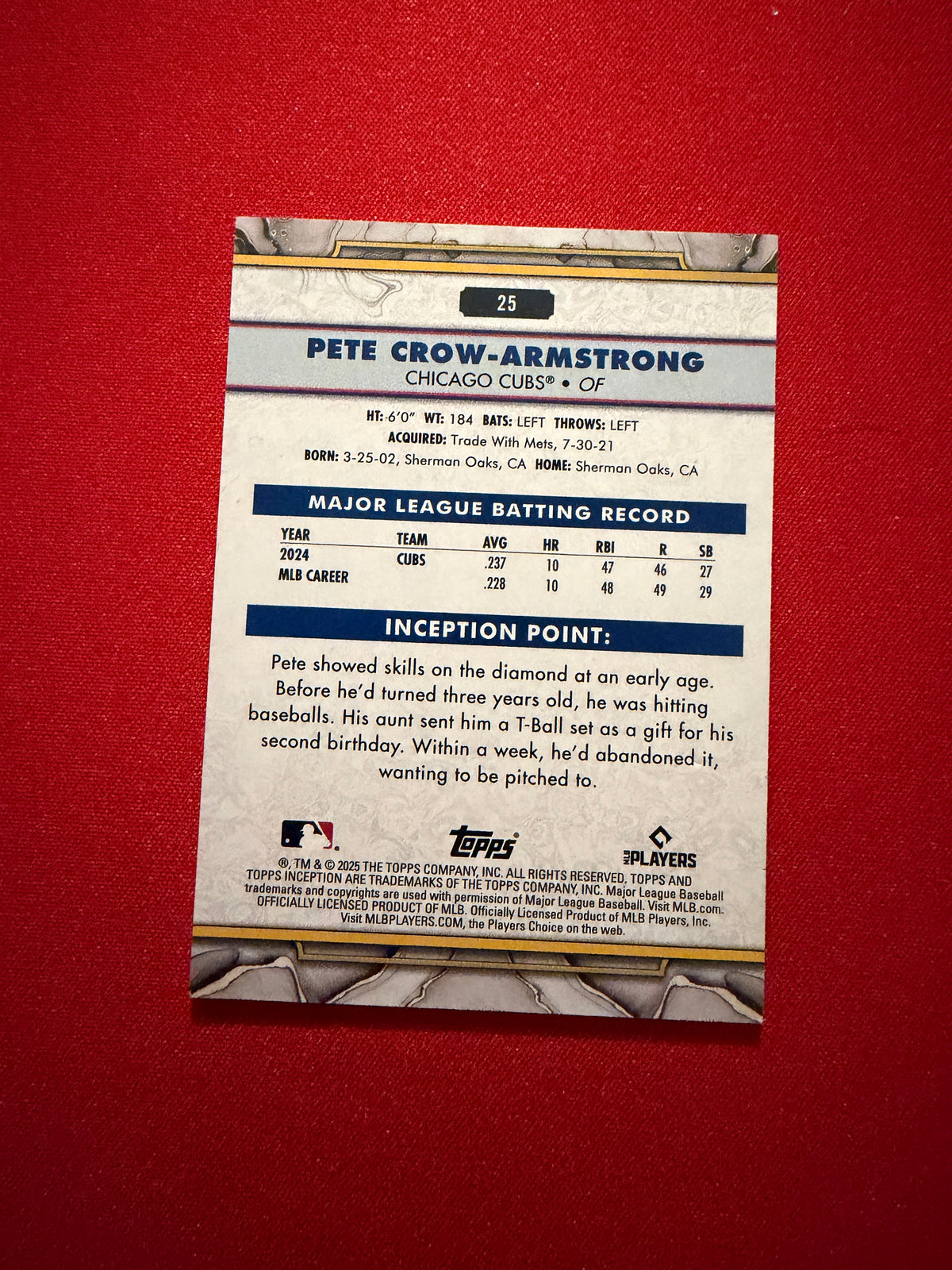 2025 Topps Inception Baseball Pete Crow-Armstrong Green Parallel #25