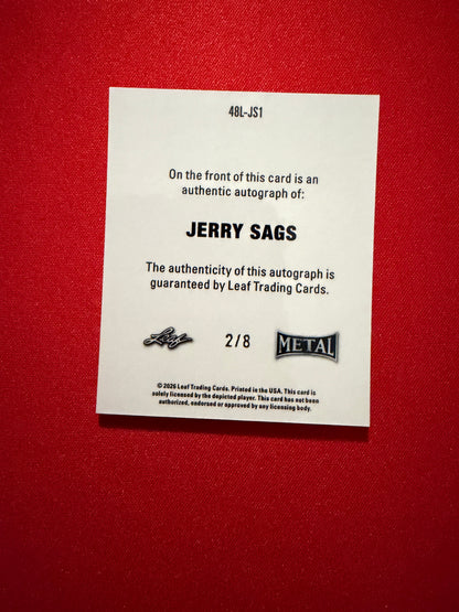 Jerry Sags 2026 Leaf Metal Ring Kings 1948 Auto Platinum /8