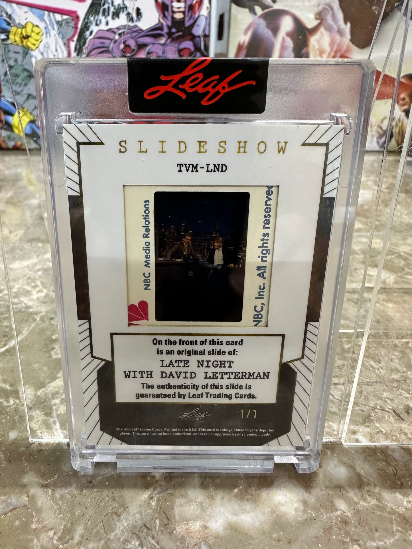 2026 Leaf Slideshow Letterman Conan O’ Brien 1/1 Super Prismatic NBC Slide 1993