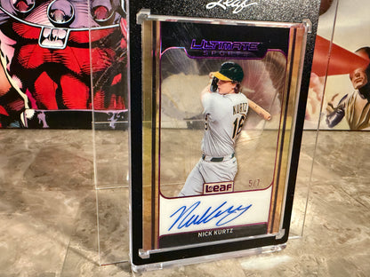 Nick Kurtz 2026 Leaf Ultimate Sports Gold Leaf Clear Auto Purple Holo /7