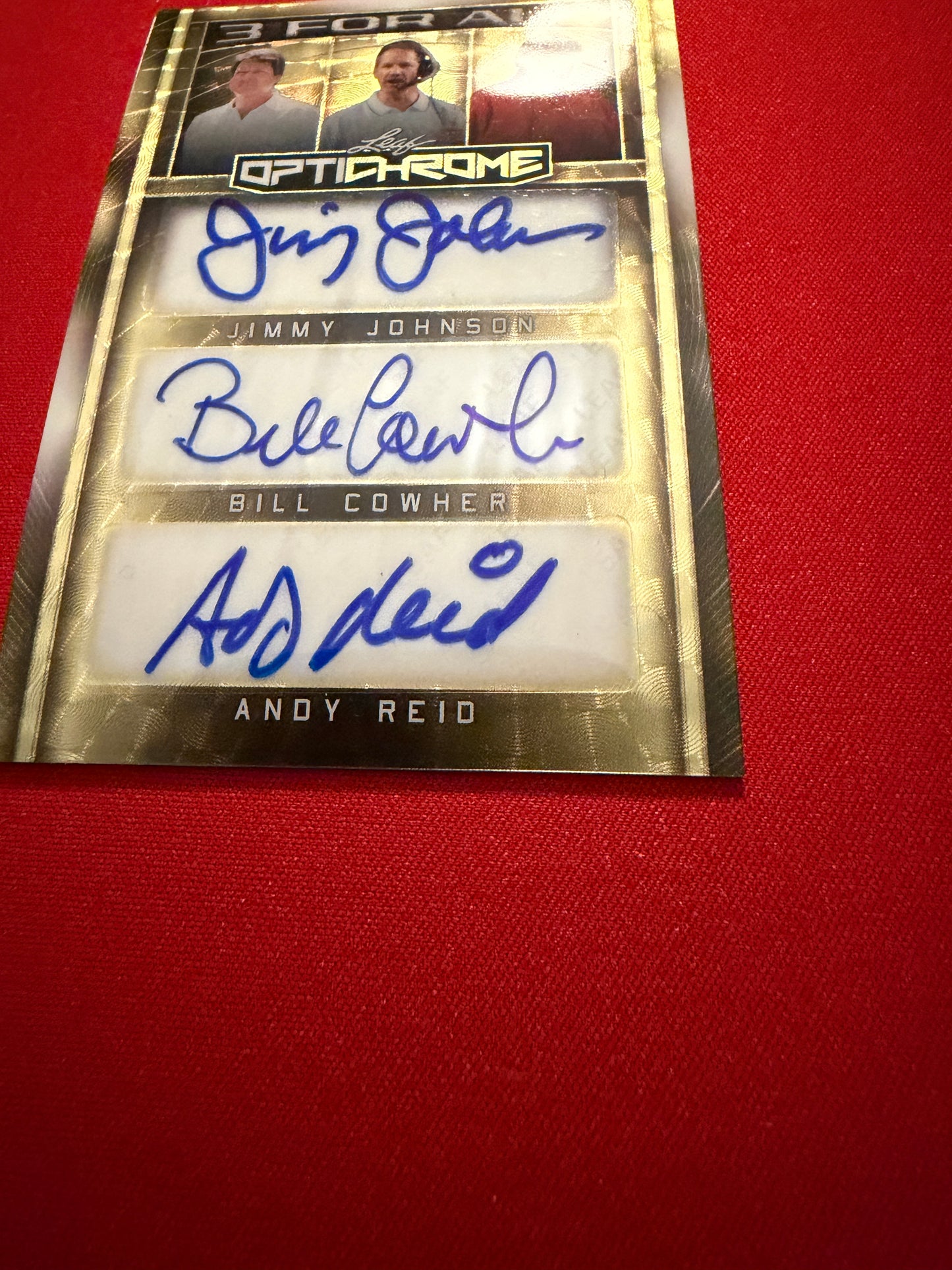 2026 Leaf Optichrome Triple Auto Johnson Cowher Reid Gold Super Prismatic 1/1