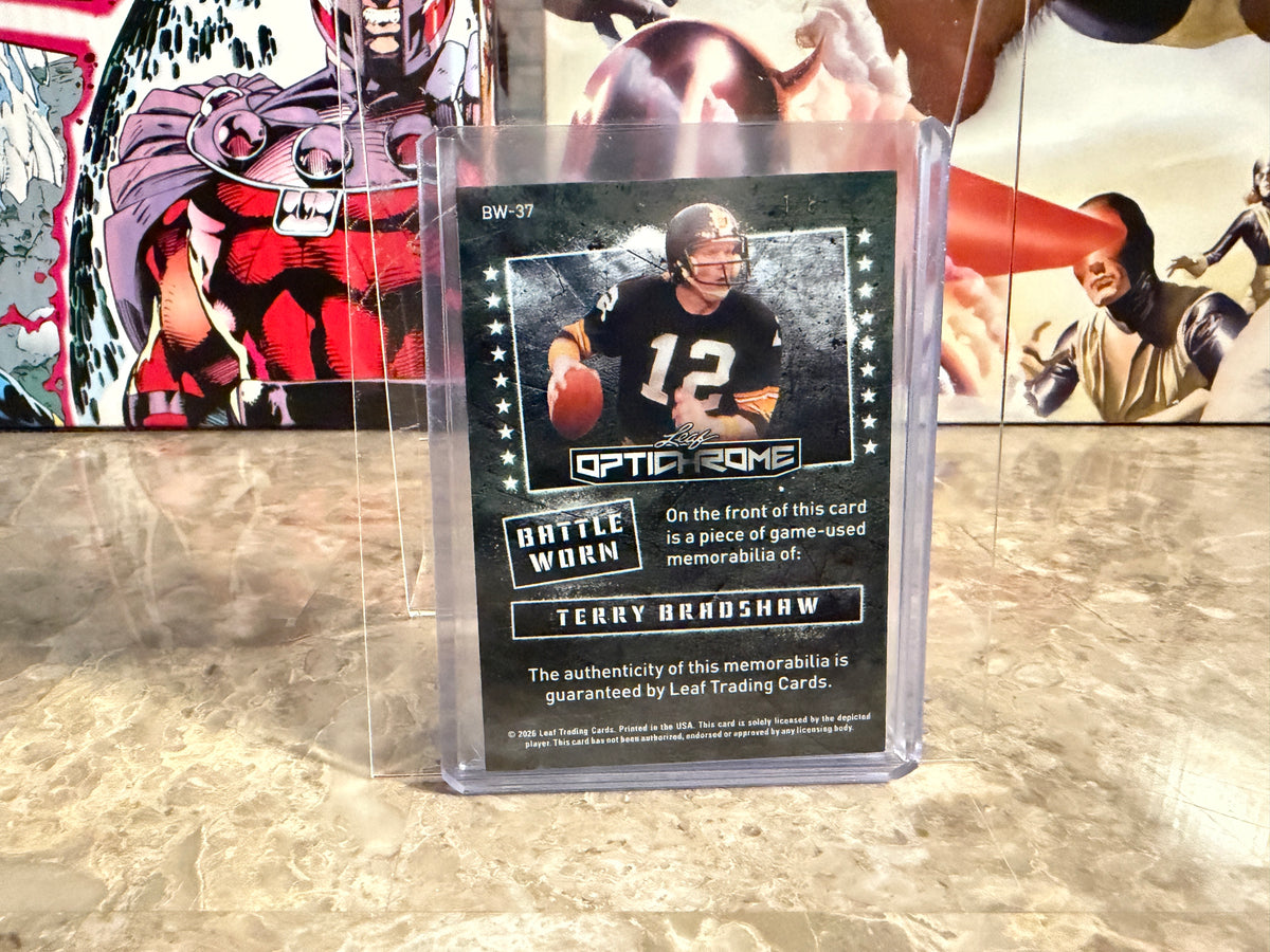 2026 Leaf Optichrome Terry Bradshaw Battle Worn Platinum Multicolor Game-Used /8