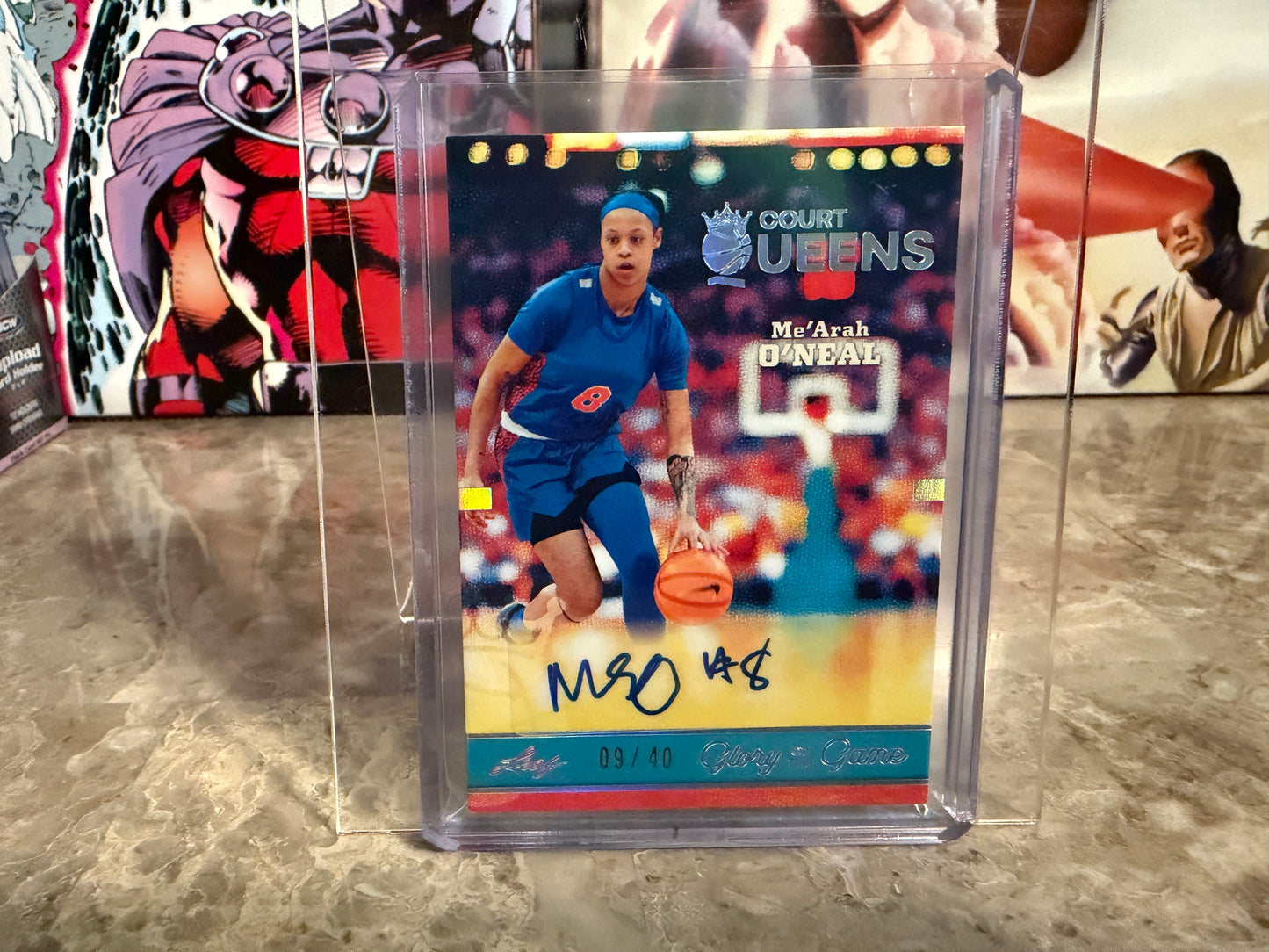 Me’Arah O’Neal 2025 Leaf Glory of the Game Basketball Court Queens Auto Silver /40