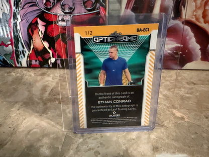 Ethan Conrad 2025 Leaf Optichrome Baseball Base Auto Red Lava 1/2