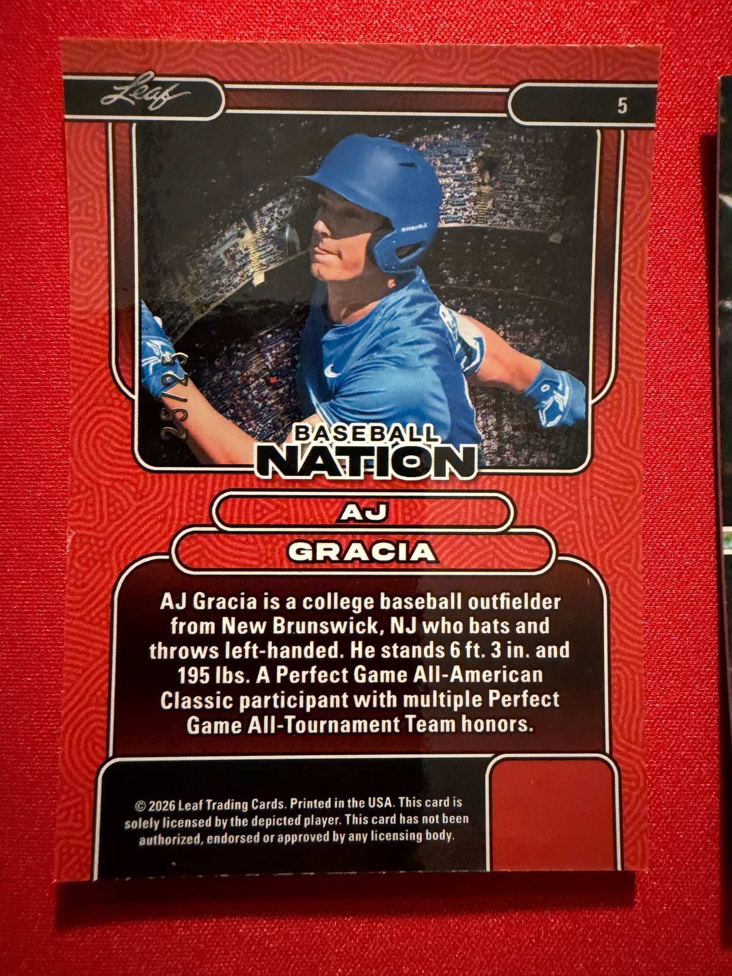 AJ Gracia 2026 Leaf Baseball Nation Base Diamond Studs 3-Card Lot