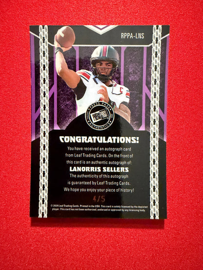 LaNorris Sellers 2024 Leaf Metal Collective Press Pass Auto Black /5