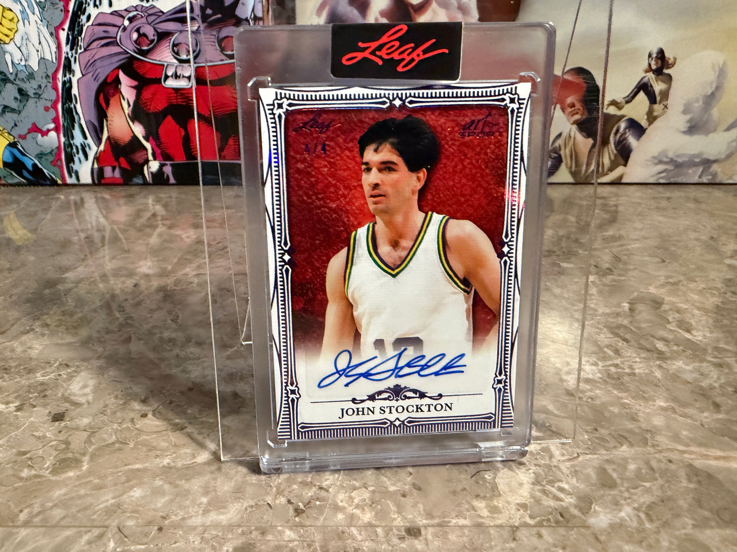 John Stockton 2026 Leaf Art of Sport Base Auto Purple 4/4 Bookend