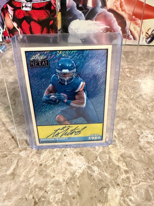 2026 Leaf Metal Football 1950 Ashton Jeanty Auto Platinum Shimmer Color Match /8