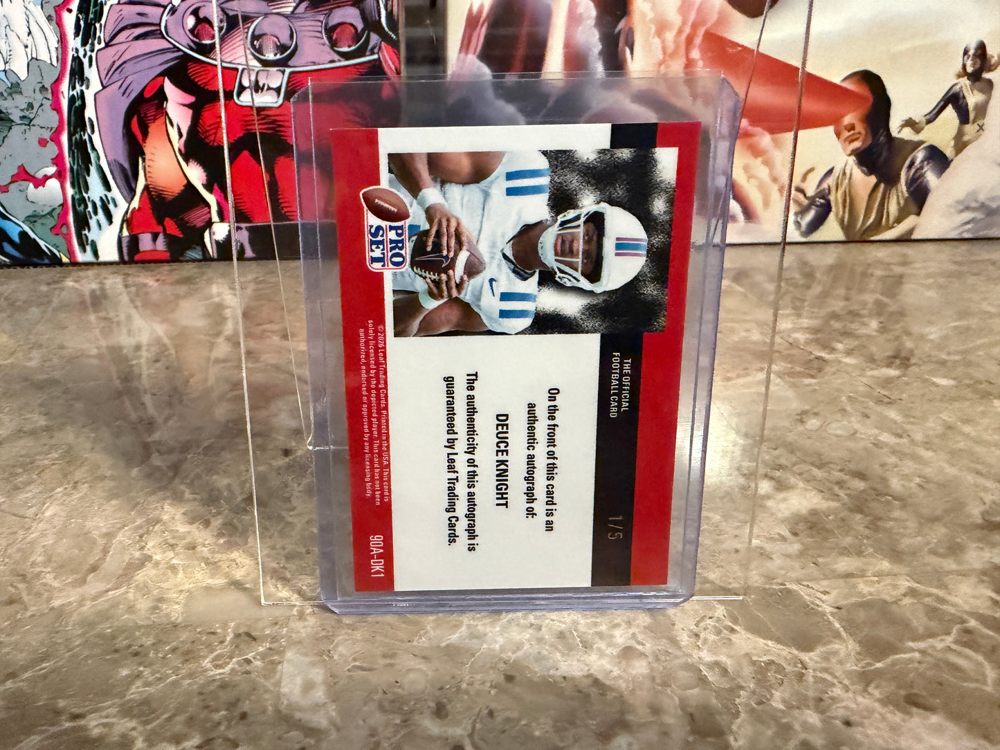 Deuce Knight 2026 Leaf Pro Set Metal Football 1990 Auto Blue 1/5 Bookend