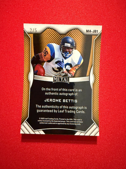 2026 Leaf Metal Jerome Bettis On-Card Auto Pink /5