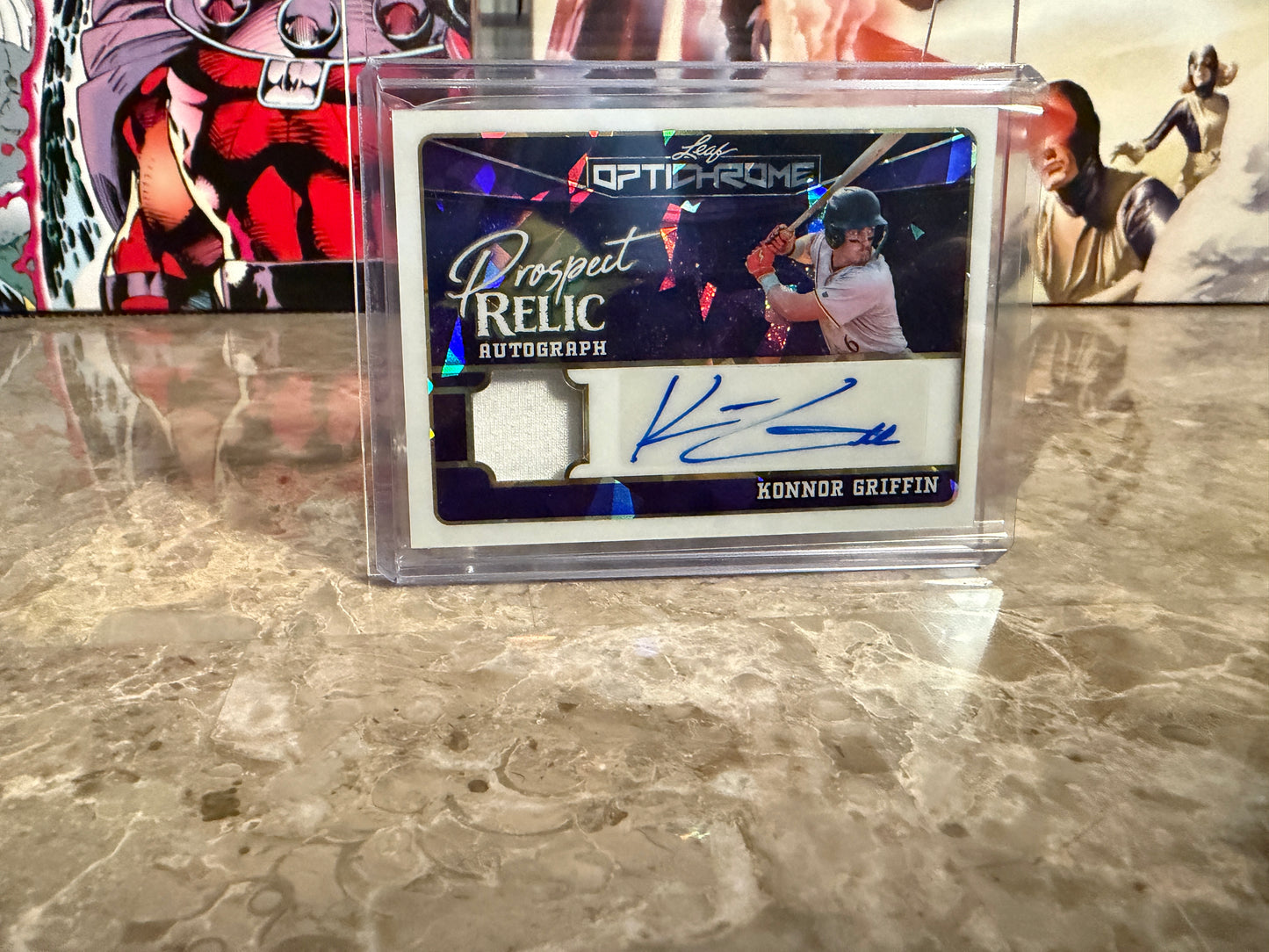 Konnor Griffin 2025 Leaf Optichrome Baseball Prospect Relic Auto Purple Crystal /5