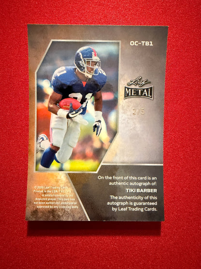 2026 Leaf Metal Football Pink Prismatic On-Card Auto Tiki Barber 2/5