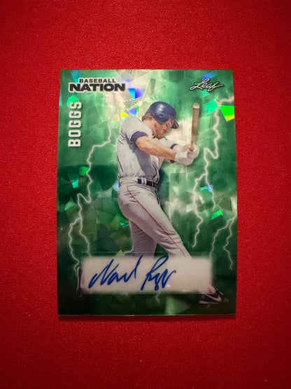 2026 Leaf Baseball Nation Wade Boggs Poster Auto Green Cracked Ice /5