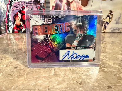 Noah Knigga 2026 Leaf Pro Set Metal Football Frenetic Auto Blue /5