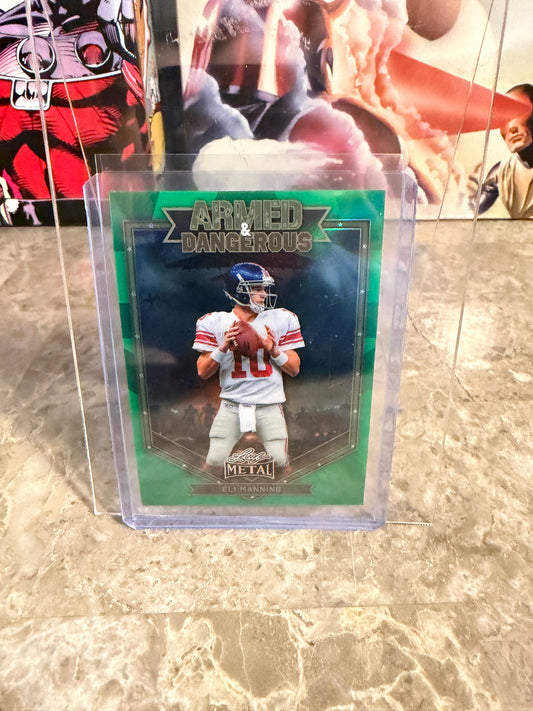 2026 Leaf Metal Football Armed & Dangerous Eli Manning Green Prismatic 1/1