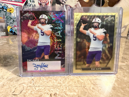 2026 Leaf Metal Football Zach Katz Metal X Gold Super Prismatic 1/1 2-Card Lot