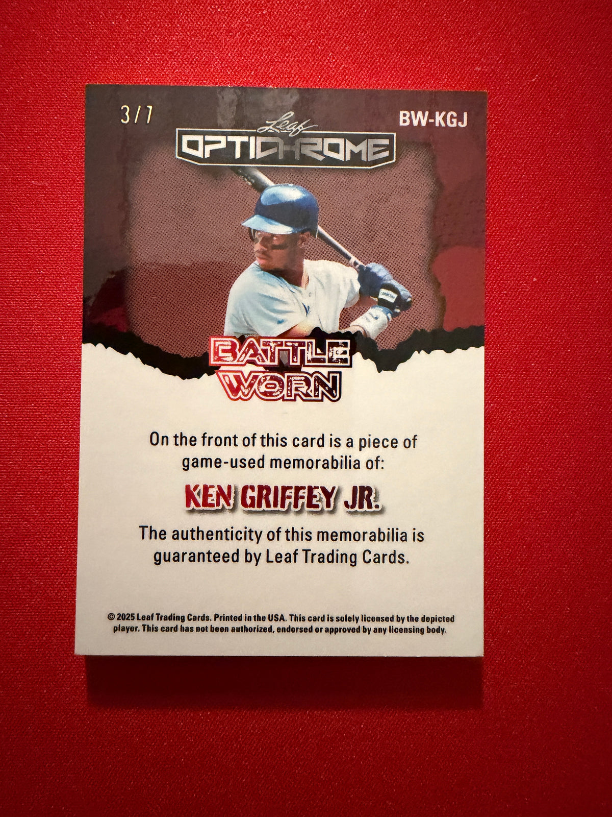 Ken Griffey Jr. 2025 Leaf Optichrome Baseball Battle Worn Game-Used Patch /7
