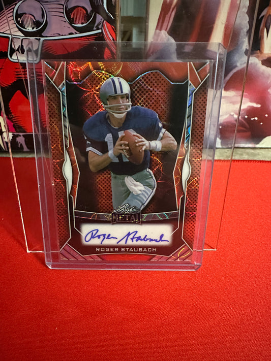(3/20/2026) Roger Staubach 2026 Leaf Metal Football Metal Auto /6 On-card