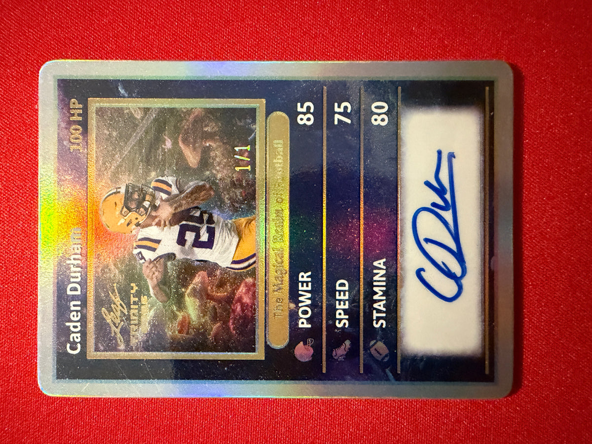 Caden Durham 2026 Leaf Trinity Football Magical Realm of Football Auto Gold 1/1