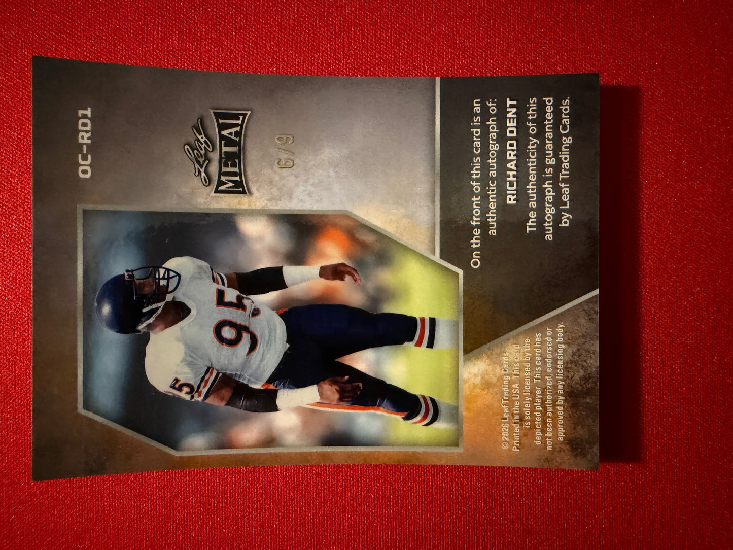 2026 Leaf Metal Football White Prismatic On-Card Auto Richard Dent /9