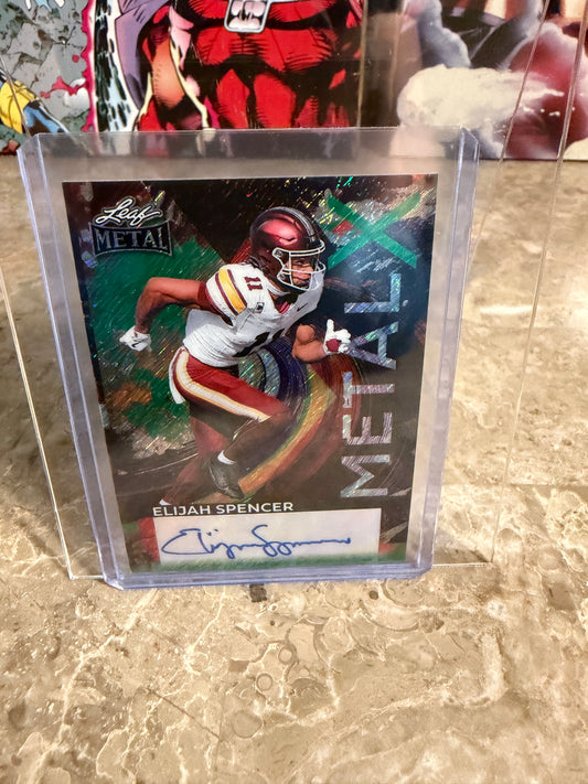 2026 Leaf Metal Football Elijah Spencer Metal X Auto Green Shimmer 1/1