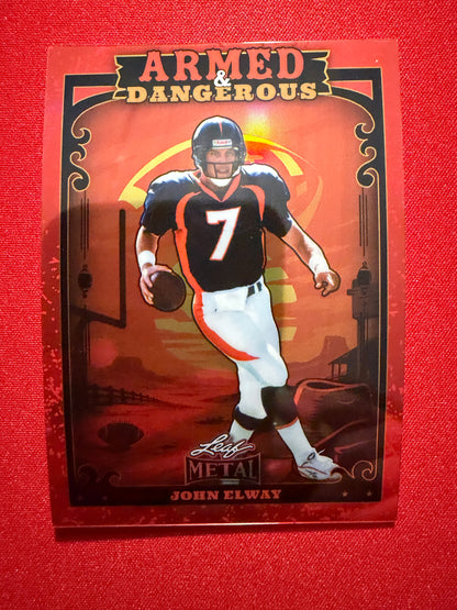 2026 Leaf Metal Football John Elway Armed and Dangerous Red Prismatic 1/1