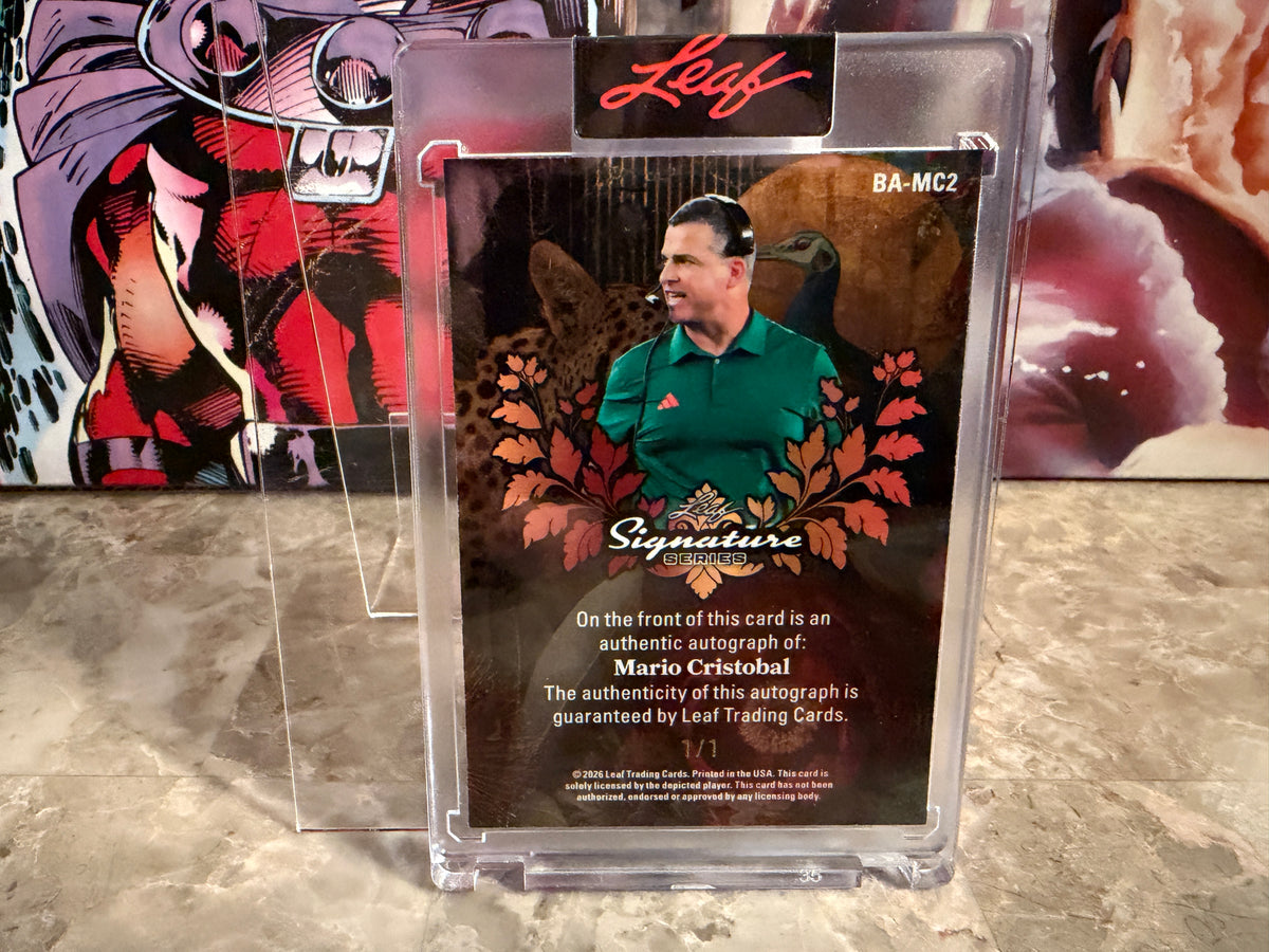 Mario Cristobal 2026 Leaf Signature Series Base Auto Silver Stardust 1/1