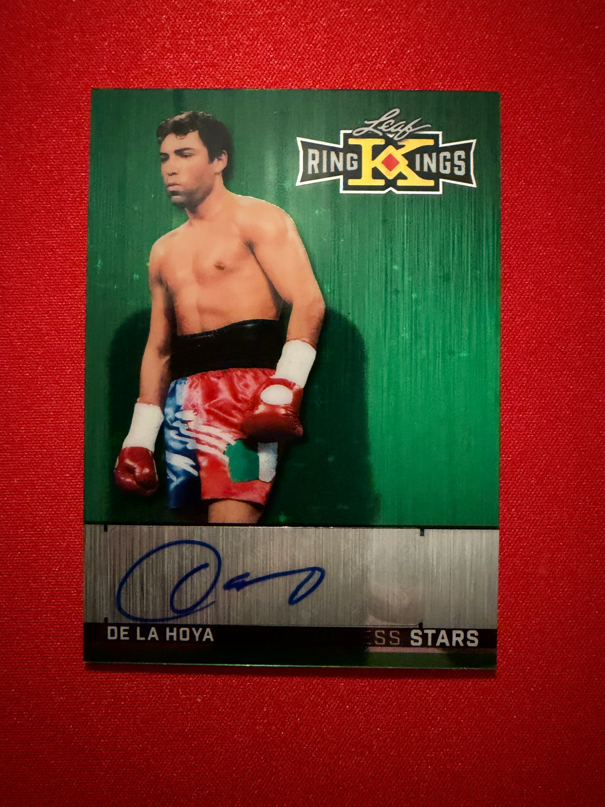 Oscar De La Hoya 2026 Leaf Metal Rings Stainless Stars Auto Green Sparkle 1/1