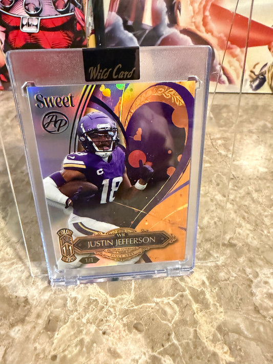 Justin Jefferson 2026 Wild Card Wild Art 1/1 Color Match Artist Proof