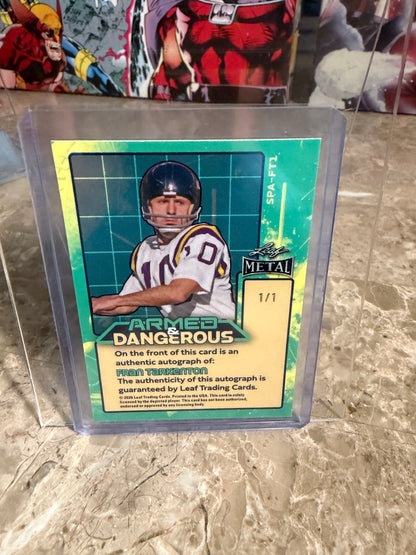 2026 Leaf Metal Football Armed and Dangerous Green Shimmer Auto 1/1 Fran Tarkenton