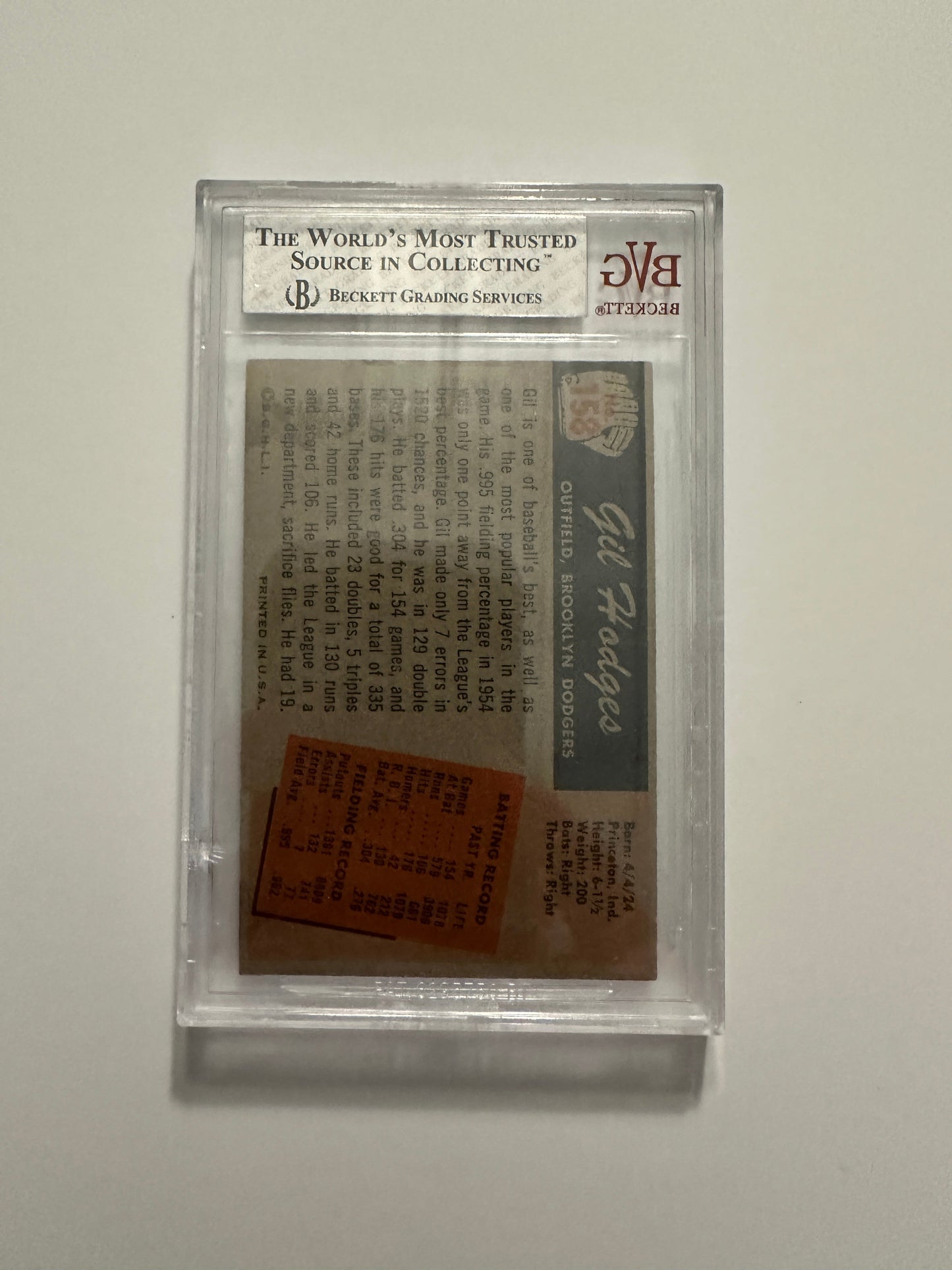Gil Hodges #158 BVG/PSA Graded EX+ 5.5 (1955 Bowman)