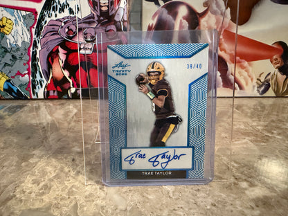 Trae Taylor 2026 Leaf Trinity Football Base Auto Platinum /40