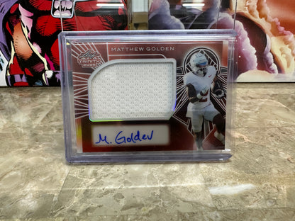 2025 Leaf Trinity MATTHEW GOLDEN Rookie Metal Patch Auto 8/9 - Packers RC