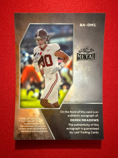 Derek Meadows 2026 Leaf Metal Football Base Auto Black Shimmer 2/2