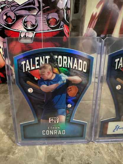 Ethan Conrad 2026 Pro Set Talent Tornado Lot /5 Blue AUTO & /8 Platinum