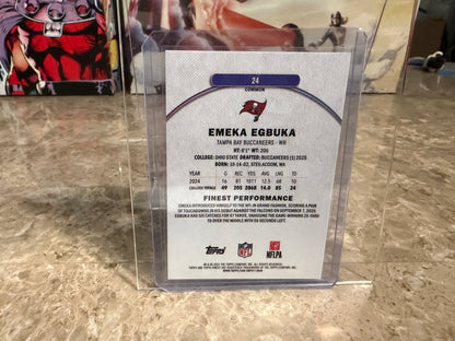 2025 Topps Finest Football Emeka Egbuka Common Green /75 RC #24