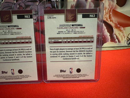 2025-26 Topps Holiday Donovan Mitchell Short Print, Glitter, Blue Foil Lot of 3