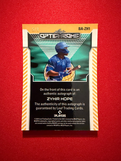 Zyhir Hope 2025 Leaf Optichrome Baseball Base Auto Pink Lava /8